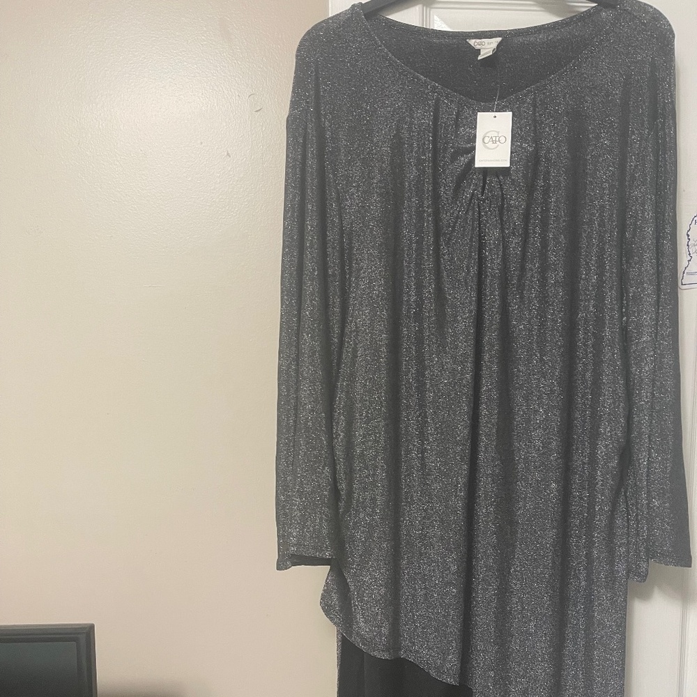 Cato Silver shimmer Midi Length Dress NWT